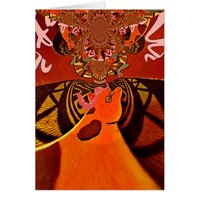 Lustigt Giraffe: En afrikansk karm i Kaleidoscopic Hälsningskort (Framsidan)