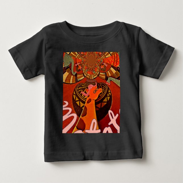 Lustigt Giraffe: En afrikansk karm i Kaleidoscopic T-shirt (Framsida)