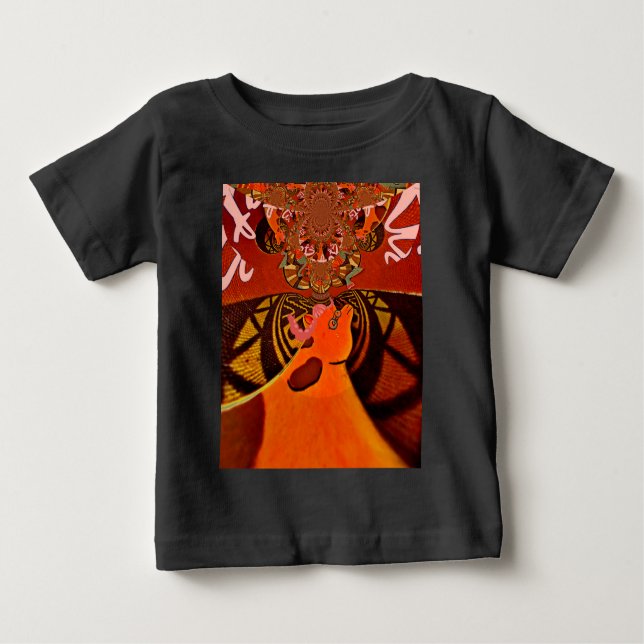 Lustigt Giraffe: En afrikansk karm i Kaleidoscopic Tee Shirt (Framsida)