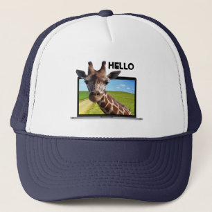 Lustigt Giraffe i 3D-bild för bärbara datorer Keps