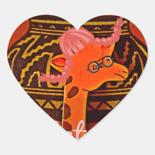 Lustigt Giraffe med coola text Hakuna Matata Desig Hjärtformat Klistermärke