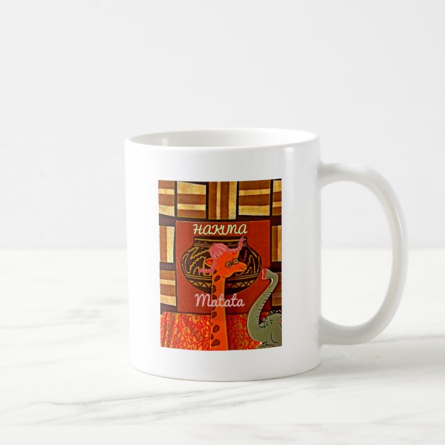 Lustigt Giraffe med coola text Hakuna Matata Desig Kaffemugg (Höger)
