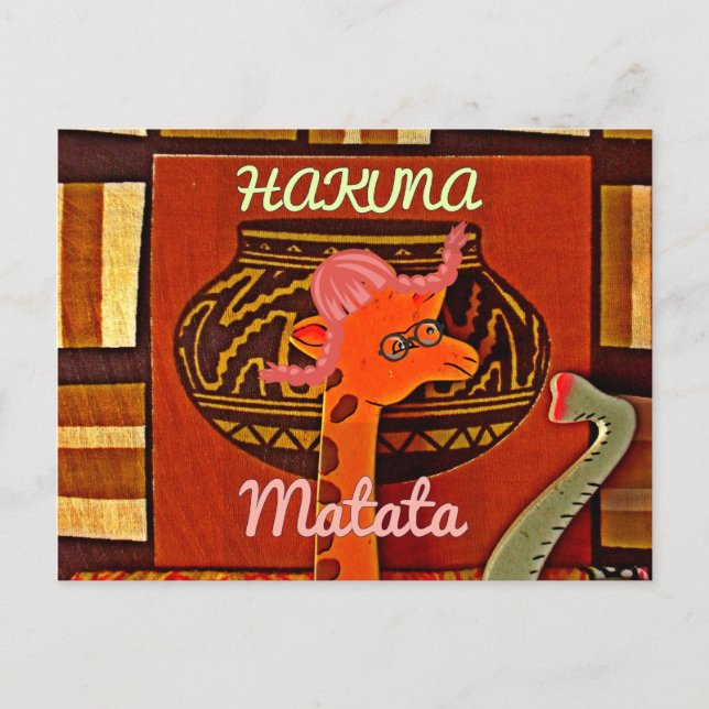 Lustigt Giraffe med coola text Hakuna Matata Desig Vykort (Framsida)