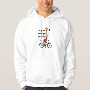 Lustigt Giraffe på Bicycle Varför Springa när du k Hoodie