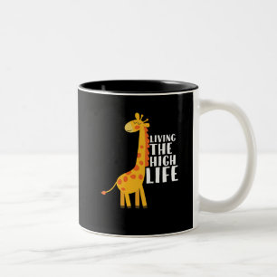 Lustigt Giraffe-Tecknad som lever ett högt liv Två-Tonad Mugg