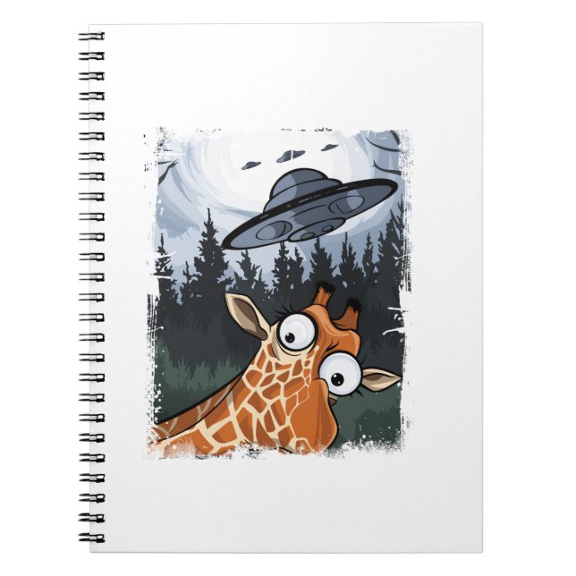 Lustigt Giraffe UFO Zoo Animal Konstig Memegrafik  Anteckningsbok (Framsidan)