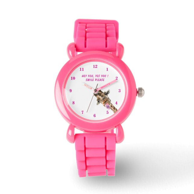 Lustigt Giraffe Watch med text Armbandsur (Framsida)