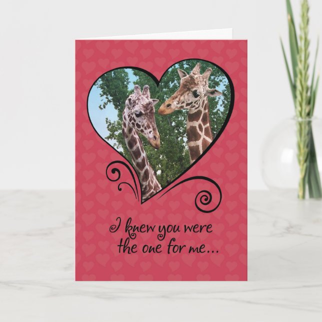 Lustigt Giraffes Valentines day-kort Helgkort (Framsida)