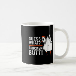 Lustigt gissar vad_ Chicken Butt! Vit design S Kaffemugg