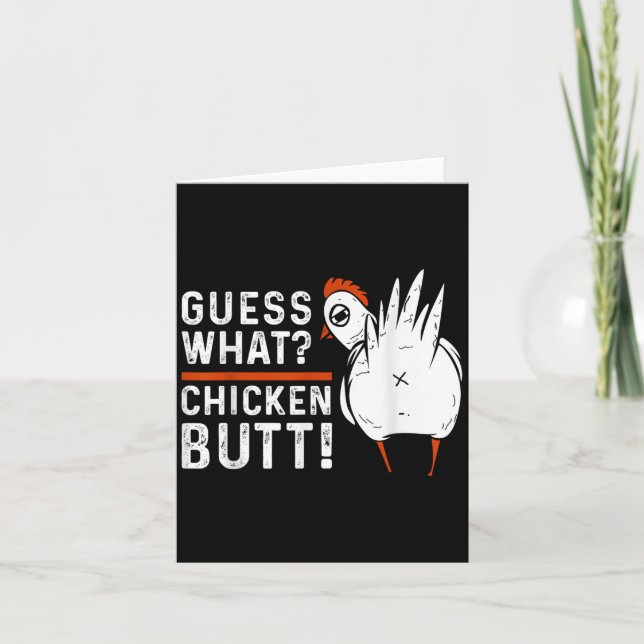 Lustigt gissar vad_ Chicken Butt! Vit design S Kort (Framsida)