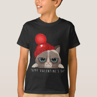 Lustigt Glad Alla hjärtans dag Cat Kärlek Heart Bo T Shirt
