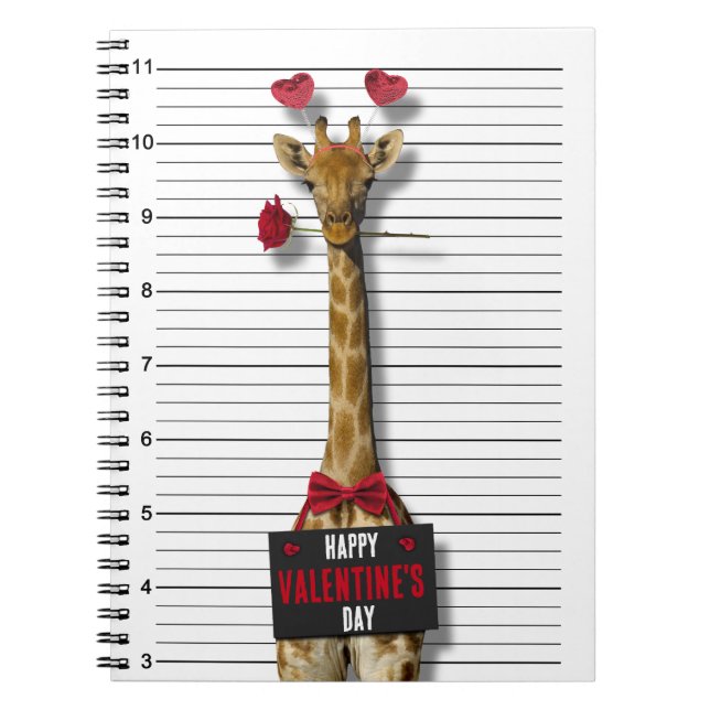 Lustigt Glad Alla hjärtans dag Mugshot Guilty Gira Anteckningsbok (Framsidan)