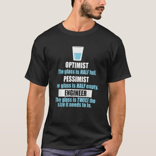 Lustigt glas, halvFullt T Shirt Optimist Pessimist (Framsida)