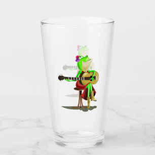 Lustigt glas med Frog Spela Guitar