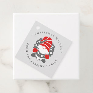 Lustigt Gnome med Garland Festive jul-Grått Gåvor Etiketter
