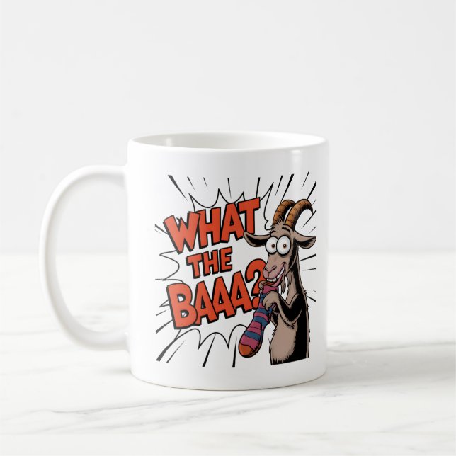 Lustigt Goat Meme - "Vad är BAAA?" Superskoj Anima Kaffemugg (Vänster)