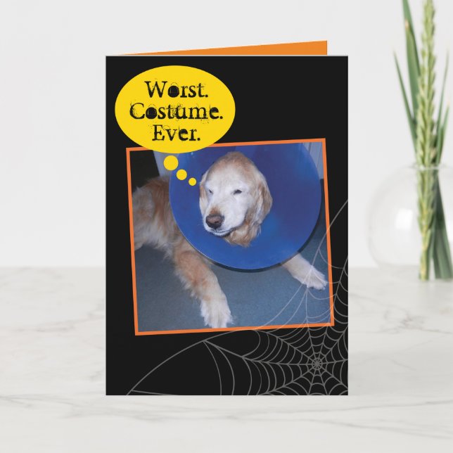 Lustigt Golden Retriever Halloween Cone of Shame Kort (Framsida)