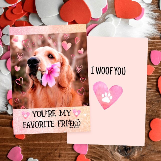 Lustigt Golden Retriever I Woof You Valentine Day Julkort (Skapare uppladdad)