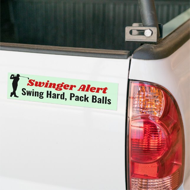 Lustigt Golf Bumper Sticker - Swinger Alert! Bildekal (På lastbil)