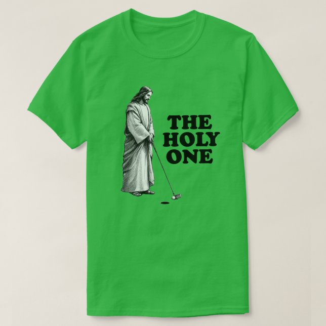 Lustigt Golfing Jesus Heliga ett T Shirt (Design framsida)