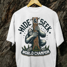Lustigt Göm och sök World Champion Bigfoot T-Shirt
