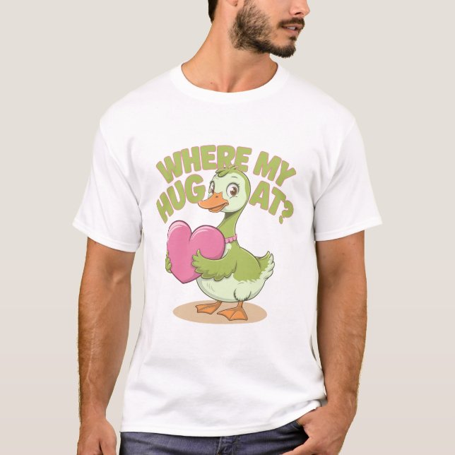 Lustigt Goose Holding Heart, var mitt hjärta är? T Shirt (Framsida)