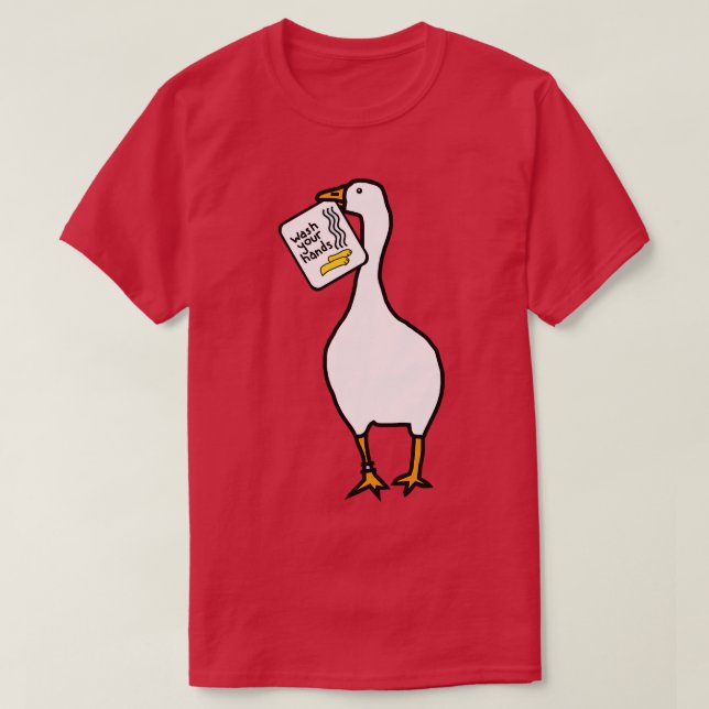Lustigt Goose säger Tvätta Händer T Shirt (Design framsida)