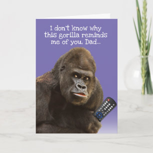 Lustigt Gorilla med fjärrkontroll Fars dag Kort