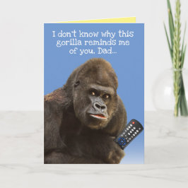 Lustigt Gorilla med fjärrkontroll Fars dag Kort