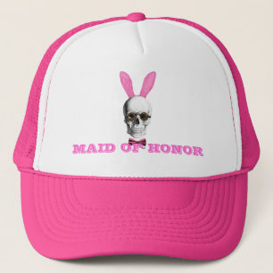Lustigt gothic steampunk bunny mitt i hedern truckerkeps