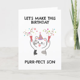 lustigt grå födelsedagskort för katt helgkort