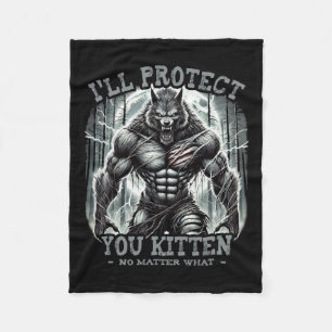 Lustigt grafiskt teve jag skyddar dig Kitten Alpha Fleecefilt