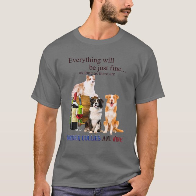 Lustigt Gräns Collie Retro Stil Gift för Hund älsk T Shirt (Framsida)