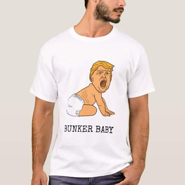 Lustigt Gråtande Donald Trump Bunker Baby T Shirt (Framsida)