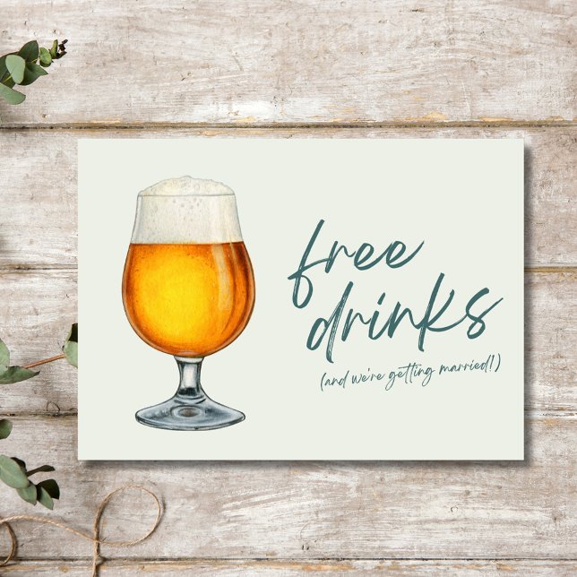 Lustigt gratis dryck Beer Photo Brewery Bröllop Spara Datumet (Funny Free Drinks Beer Photo Brewery Wedding Save The Date)