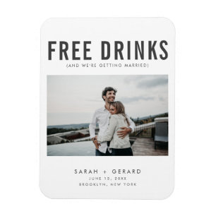 Lustigt gratis drycker Foto Bröllop spara datum Magnet
