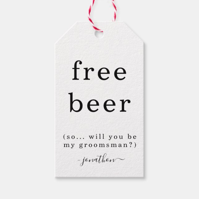 Lustigt gratis öl blir du min Groomsman-Märkre Presentetikett (Framsidan)