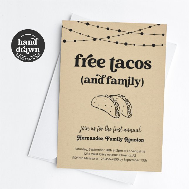 Lustigt gratis Tacos och en inbjudan till familjeå (Skapare uppladdad)