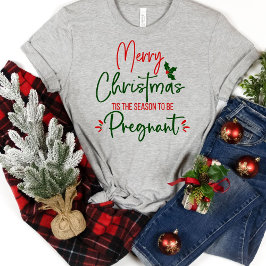 Lustigt Gravid Meddelande jul T-Shirt