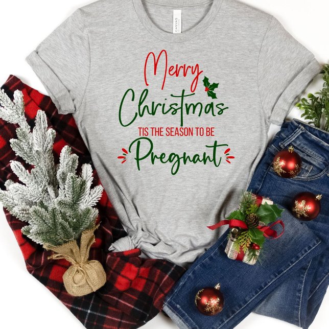 Lustigt Gravid Meddelande jul T-Shirt (Skapare uppladdad)