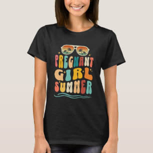 Lustigt Gravid: Visa gravid flicka Sommar Retro T Shirt