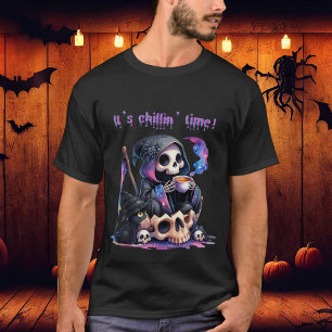 Lustigt Grim Reaper Skull Skeleton Det är Chillin  T Shirt