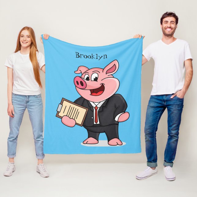 Lustigt gris i kostym tecknad fleecefilt (På plats)
