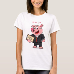 Lustigt gris i kostym tecknad t shirt