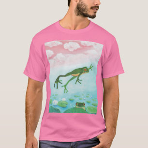 Lustigt Grönt Frog Jumps in i dammbilden T Shirt