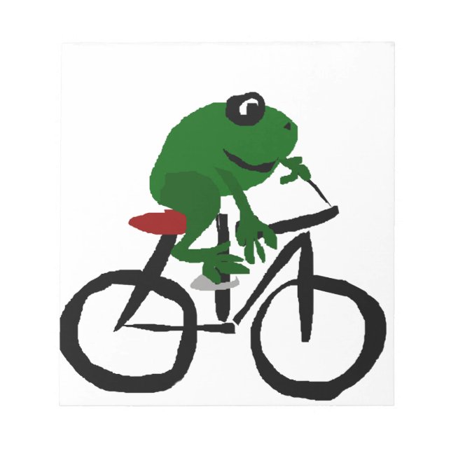 Lustigt Grönt Frog Riding Bicycle Anteckningsblock (Framsida)