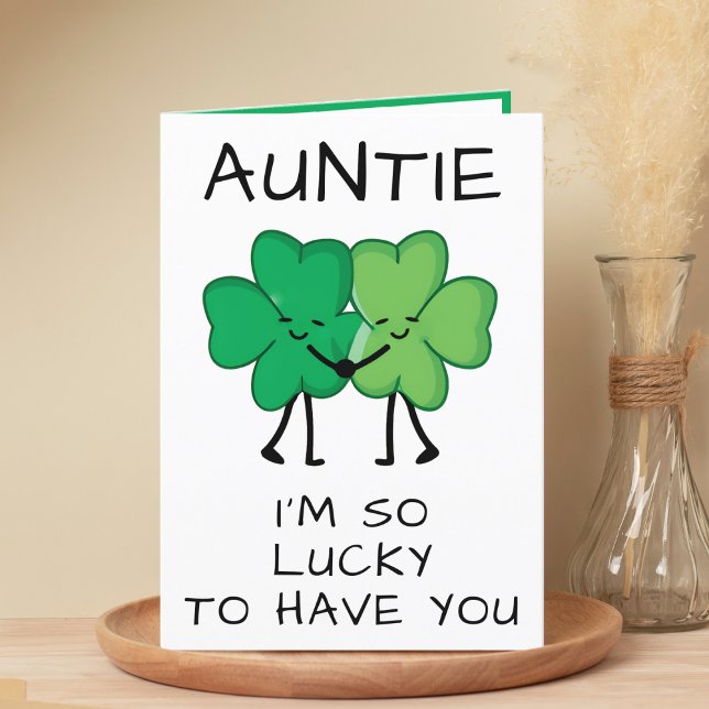 Lustigt Grönt Klöver St patrick's day Moster födel Tack Kort (Funny Green Clover St Patrick's Day Aunt Birthday Thank You Card)