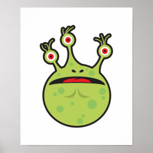 lustigt grönt monster poster