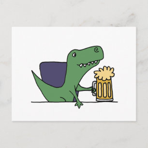 Lustigt Grönt T-Rex Dinosaur-dricköl Vykort