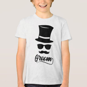 Lustigt Groom Shirt Vit För manar Hat och Mustache T